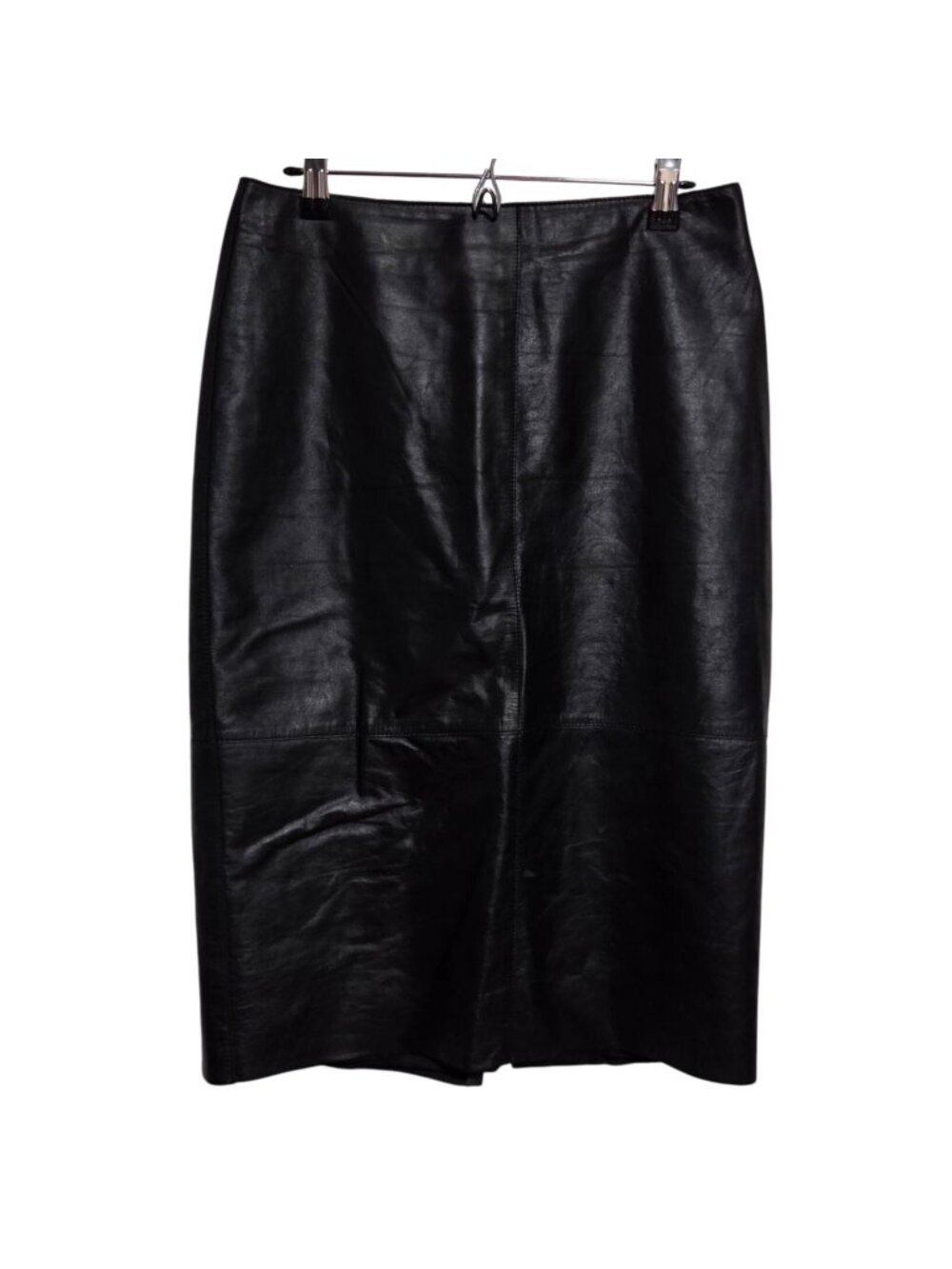 Vintage 90s 100% Leather Pencil Skirt Size 4 Paneled Biker Goth Kenneth Cole